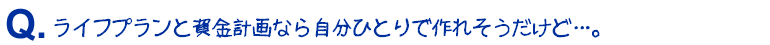 ライフプランと資金計画なら自分ひとりで作れそうだけど…。